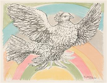 PABLO PICASSO (1881 - 1973) Le Colombe Volant (à l'Arc-en-Ciel).                                                                                 